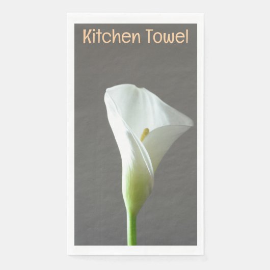 Witte bloem grijze handdoek servet (Voorkant)