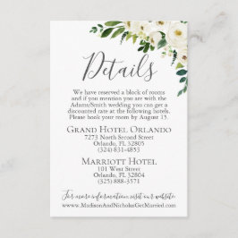 Witte Bloem Groen Bruiloft Details Kaart Inserts