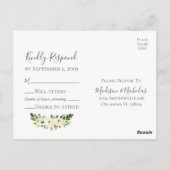 Witte Bloem & Groen Bruiloft RSVP Briefkaarten (Achterkant)
