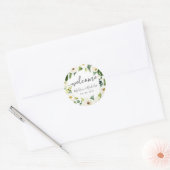 Witte Bloem Groen Bruiloft Welkom Stickers (Envelop)