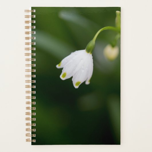 Witte bloem groen elegante planner (Voorkant)