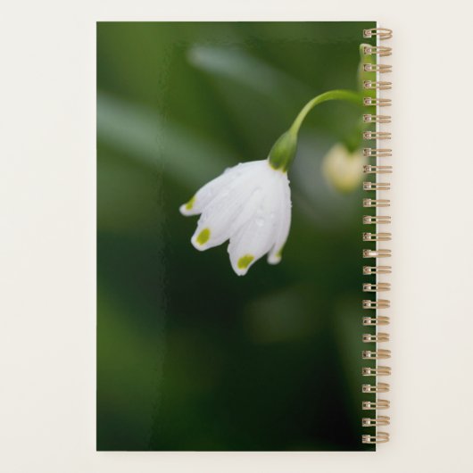 Witte bloem groen elegante planner (Achterkant)