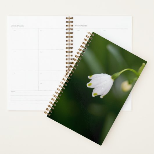 Witte bloem groen elegante planner (Display)