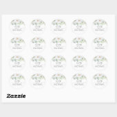Witte Bloem Groen Elegante Zomer Bruiloft Ronde Sticker (Vel)