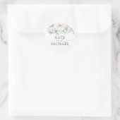 Witte Bloem Groen Elegante Zomer Bruiloft Ronde Sticker (Tas)