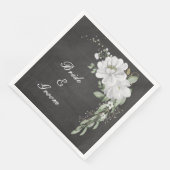 witte bloem groene bladeren zwarte bladeren servet (Hoek)