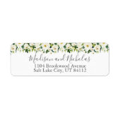 Witte Bloem Groene Bruiloft Retouradres Label (Voorkant)