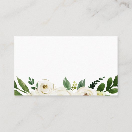 Witte Bloem Groene Bruiloft Website Plaats Kaarten Visitekaartje (Achterkant)