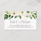 Witte Bloem Groene Bruiloft Website Plaats Kaarten Visitekaartje (Voorkant)