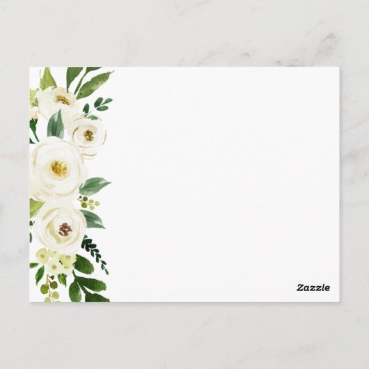 Witte Bloem & Groene Plaats het Plaatsen Dank u Ka Briefkaart (Achterkant)