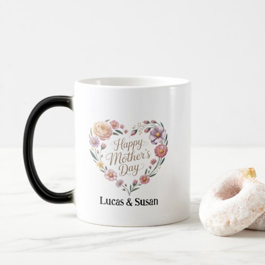 Witte Bloem Happy Moederdag Gift Koffie Magische Mok (Met donut)