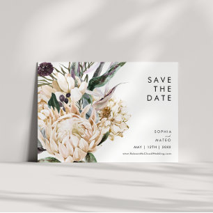 Witte Bloem Horizontaal Afzeggen Datum Kaartje Save The Date