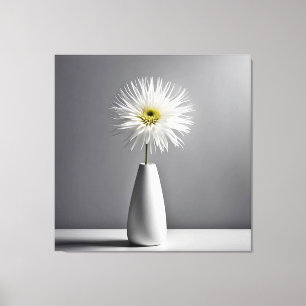 Witte bloem in vaas eenvoud canvas afdruk