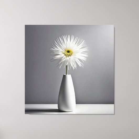 Witte bloem in vaas eenvoud canvas afdruk (Voorkant)