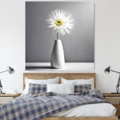 Witte bloem in vaas eenvoud canvas afdruk (Insitu (Slaapkamer))