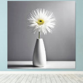 Witte bloem in vaas eenvoud canvas afdruk (Insitu (Houten vloer))