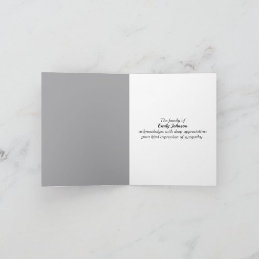 Witte bloem in vaas sympathie dank u bedankkaart (Binnen)