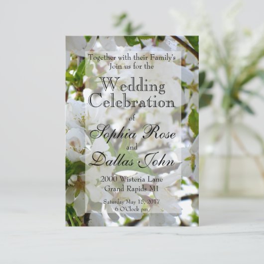 Witte bloem kaart (Staand voorkant)