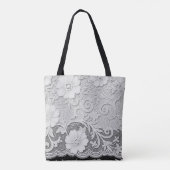 Witte bloem kant look tote bag (Achterkant)