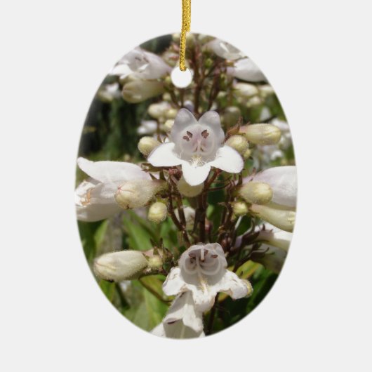 Witte Bloem Keramisch Ornament (Voorkant)