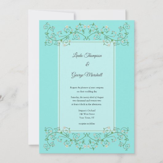 Witte Bloem Klimmende Wingerdhart op Blauwe Achter (Voorkant)