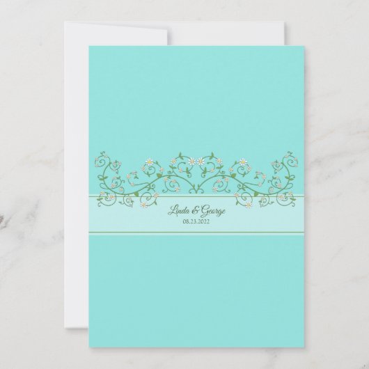 Witte Bloem Klimmende Wingerdhart op Blauwe Achter (Achterkant)