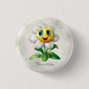 Witte Bloem Knop Ronde Button 3,2 Cm