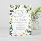 Witte Bloem Krans repetitie diner uitnodigingen (Staand voorkant)