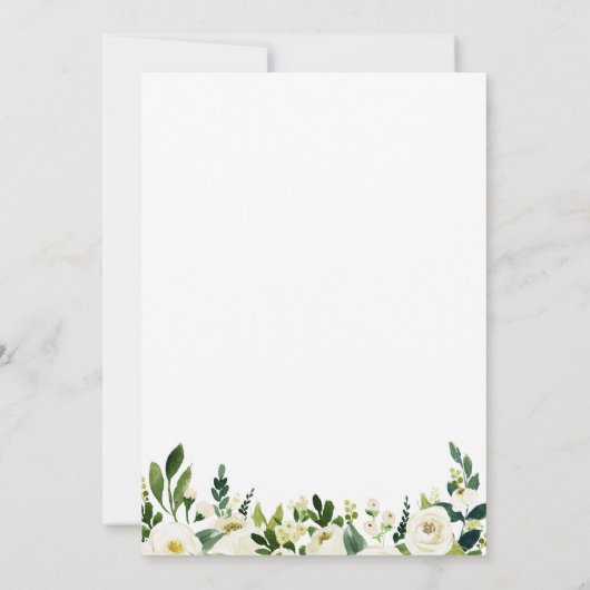 Witte Bloem Krans repetitie diner uitnodigingen (Achterkant)