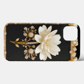 Witte bloem kunstwerk met luxe goud Case-Mate iPhone case (Achterkant (horizontaal))