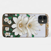 Witte bloem kunstwerk met luxe goud Case-Mate iPhone case (Achterkant (horizontaal))