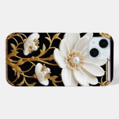 Witte bloem kunstwerk met luxe goud Case-Mate iPhone case (Achterkant (horizontaal))