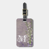 Witte Bloem Land Kant Monogram Bagagelabel (Voorkant verticaal)