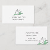 Witte bloem massage therapie visitekaartje (Voorkant / Achterkant)
