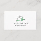 Witte bloem massage therapie visitekaartje (Voorkant)