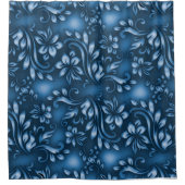 Witte bloem met blauw achtergrondgordijn douchegordijn (Voorkant)