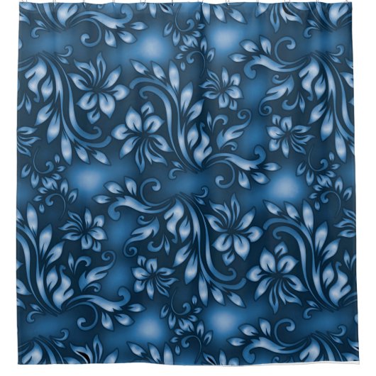 Witte bloem met blauw achtergrondgordijn douchegordijn (Voorkant)