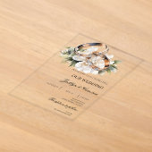 Witte bloem met ring Trouwen Acryl Uitnodigingen (Laagn)