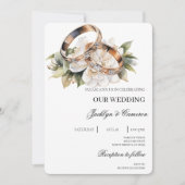 Witte bloem met ring Trouwen Kaart (Voorkant)