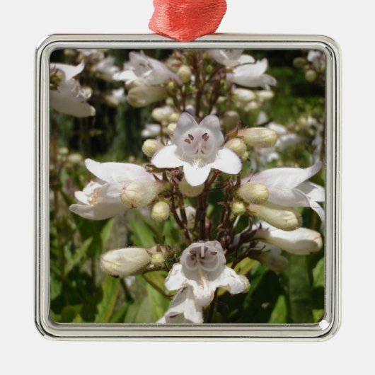 Witte Bloem Metalen Ornament (Voorkant)