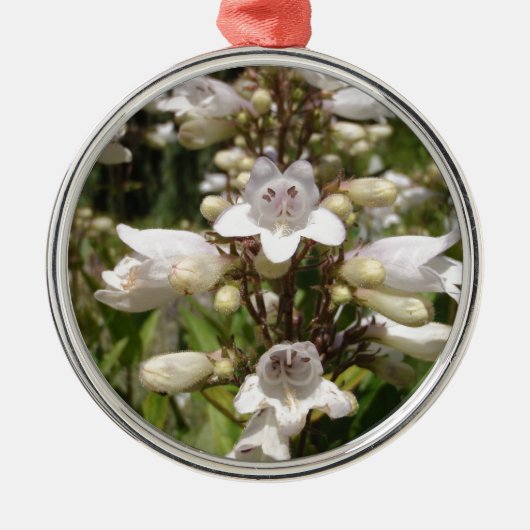 Witte Bloem Metalen Ornament (Voorkant)