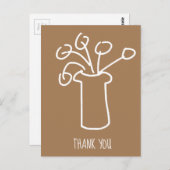 Witte bloem moderne eenvoudige omtrek kunst briefkaart (Voorkant / Achterkant)