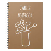 Witte bloem moderne eenvoudige omtrek kunst notitieboek (Voorkant)