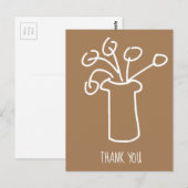 Witte bloem moderne eenvoudige omtrekkunst briefkaart (Voorkant / Achterkant)