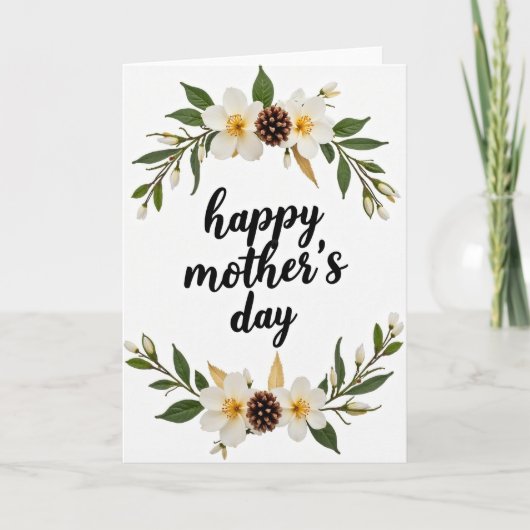 Witte bloem Moederdagkaart Kaart (Voorkant)