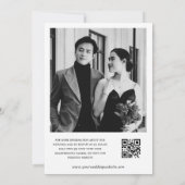 Witte Bloem Monogram Script Foto QR Code Bruiloft Kaart (Achterkant)