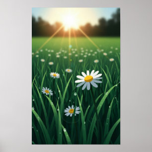 Witte bloem muur kunst poster