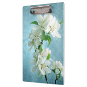 Witte Bloem op Blauw Monogram Initiaal Clip Board Klembord (Links)