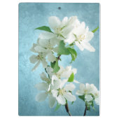 Witte Bloem op Blauw Monogram Initiaal Clip Board Klembord (Achterkant)