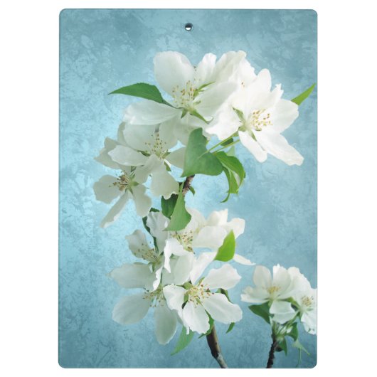 Witte Bloem op Blauw Monogram Initiaal Clip Board Klembord (Achterkant)